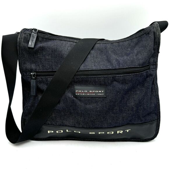 Vintage Polo Sport Ralph Lauren Denim Shoulder Crossbody Bag Adjustable Strap - Picture 8 of 14